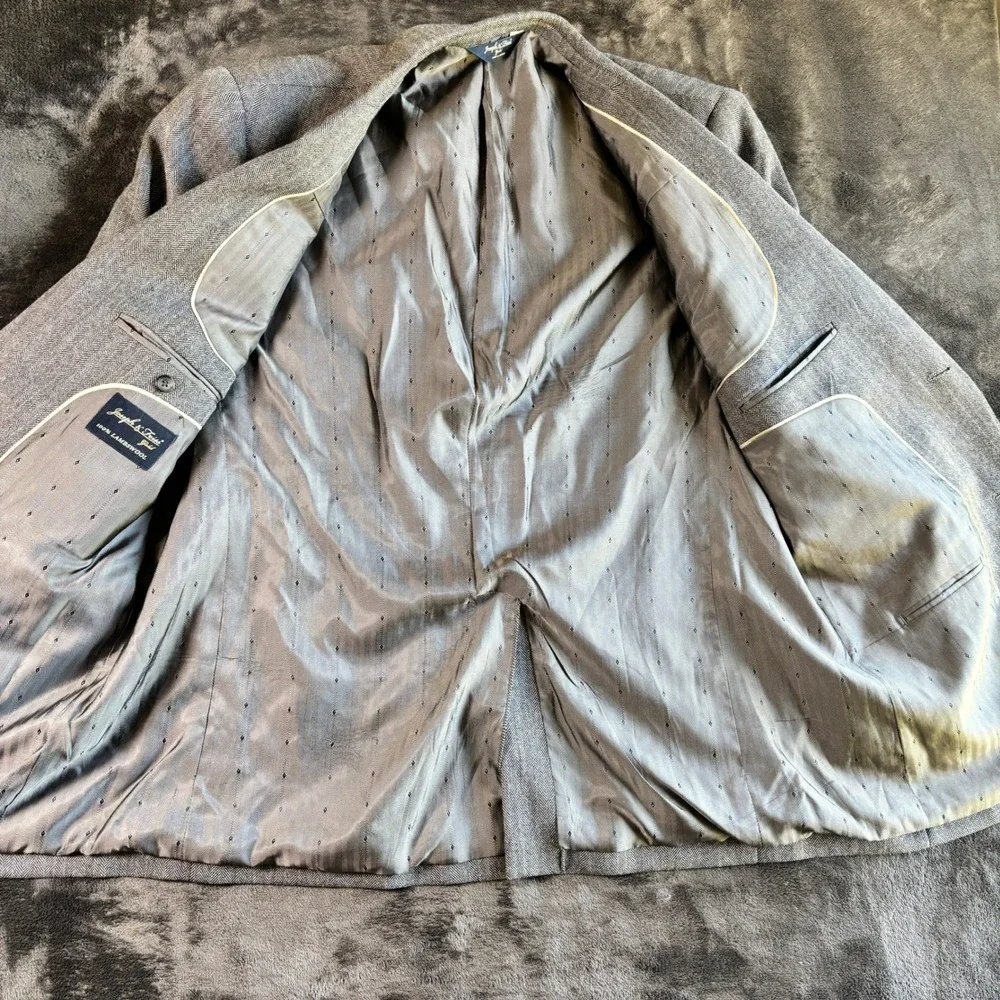Joseph & Feiss Gold Mens 46L Gray 100%‎ Lambswool Blazer Sport Coat